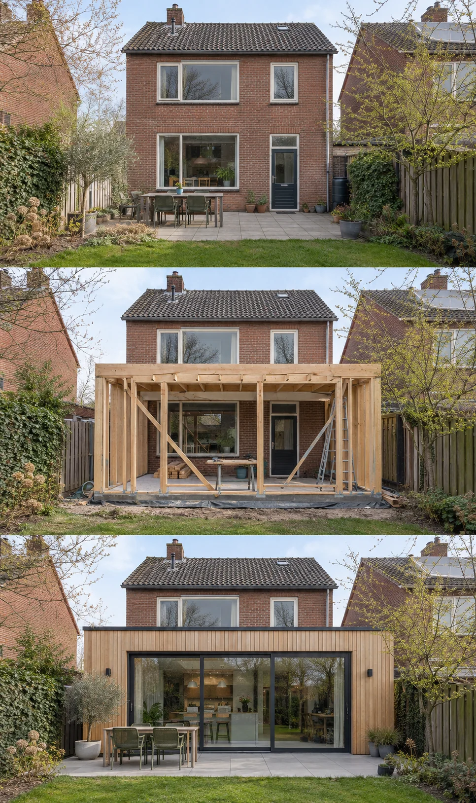Gegenereerde visualisatie: een leefkeuken aan de tuin, oplevering