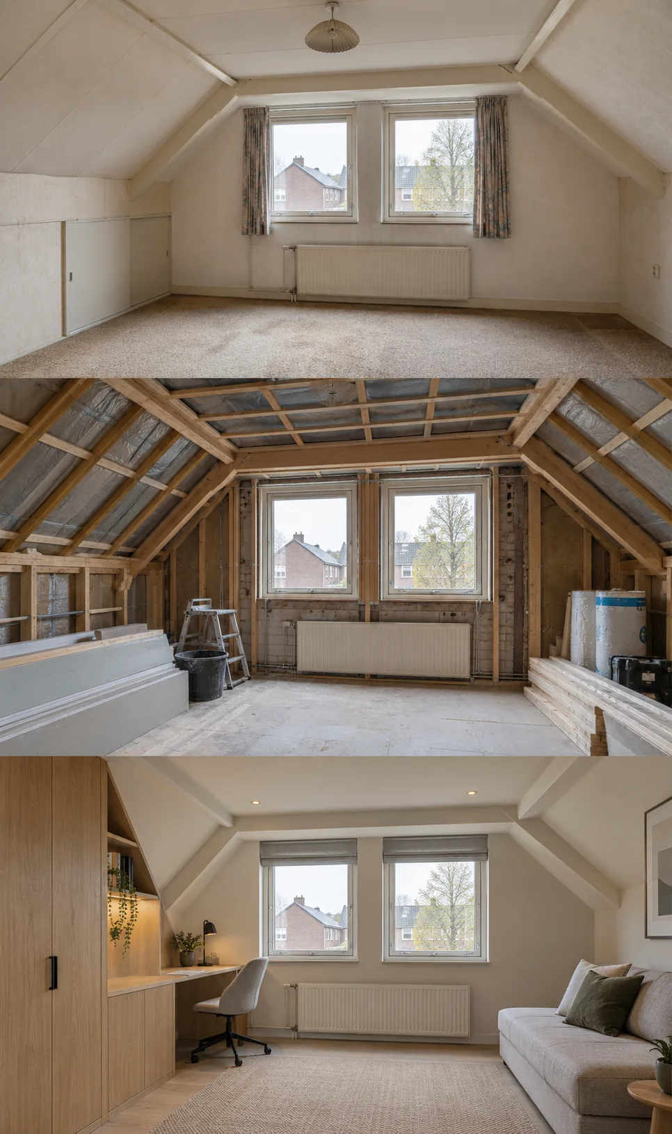 Gegenereerde visualisatie: van ongebruikte zolder naar fijne werkplek, oplevering